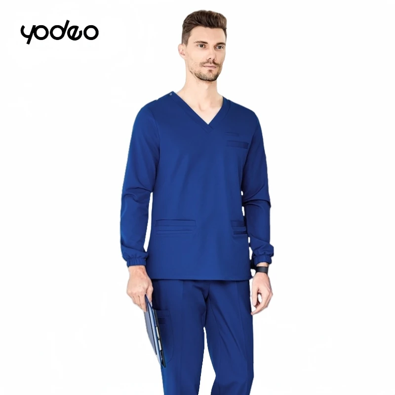 High-end elastic matcha green brushing hand clothing men short/long sleeved set quick drying operating room surgical clothes