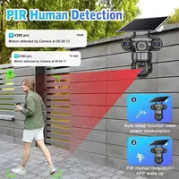 Caméra IP Wifi 15MP, caméra solaire extérieure, 3 objectifs, 3 écrans, zoom 10X, détection humaine PIR, vision nocturne, sécurité CCTV 5
