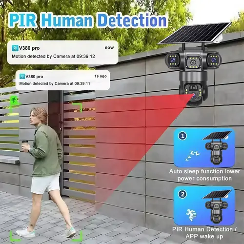 15MP IP Wifi Camera Solar Camera Outdoor 3 Lens 3 Screen 10X Zoom PIR Human Detect Cameras Night Vision CCTV Security Protection - Image 5