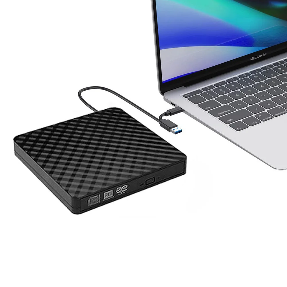 

1 Pcs External Optical Drive External Mobile Disc Burner Typec Laptop DVD Drive USB3.0 Universal Dual Line USB+Type-c Black