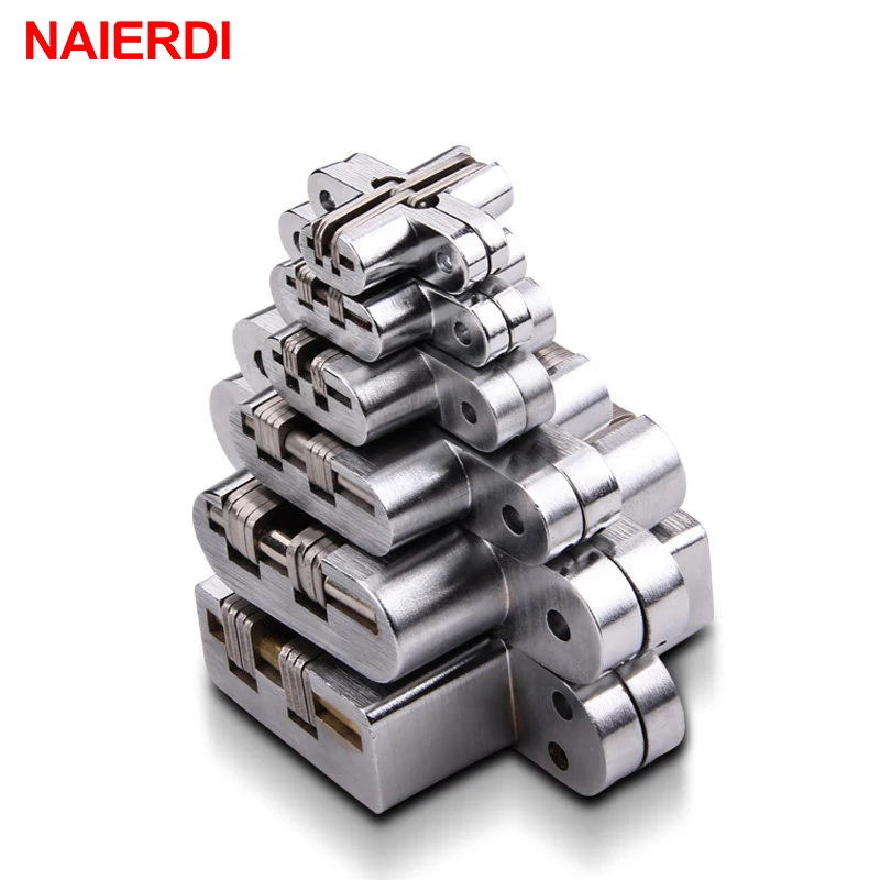 NAIERDI NED 4008 Stainless Steel Hidden Hinges Seven Size Invisible Concealed Folding Door Hinge For Kitchen Furniture Hardware