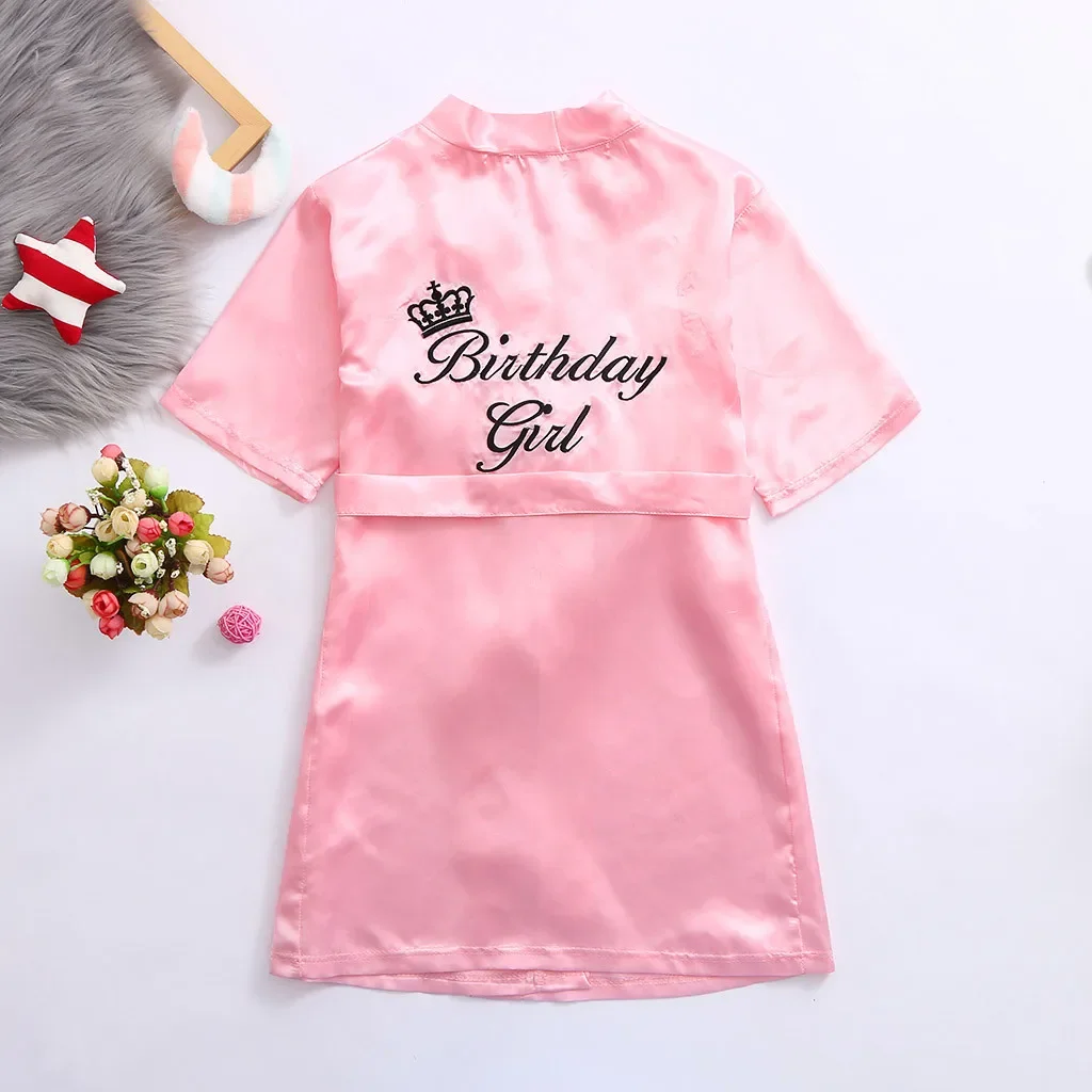 Child Bathrobe Kids Robe Toddler Baby Kid Solid Silk Satin Kimono Robes Bathrobe Birthday Girls Sleepwear Girl Dress Nightgown Birthday Party Clothes