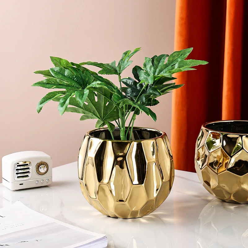 Calamiteit thuis doos Licht Luxe Gouden Keramische Bloempot Woonkamer Decoratieve Bloem Pot Plant  Pot Cachepot Voor Bloemen Tuin Accessoires Gift| | - AliExpress