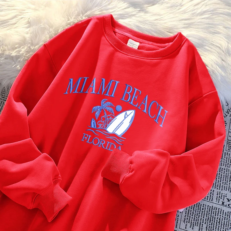 Miami Beach Florida Fe Men Sweatshirt Street High Quality Pullover Hip Hop Casual Camisa Cartoons Loose Clothes