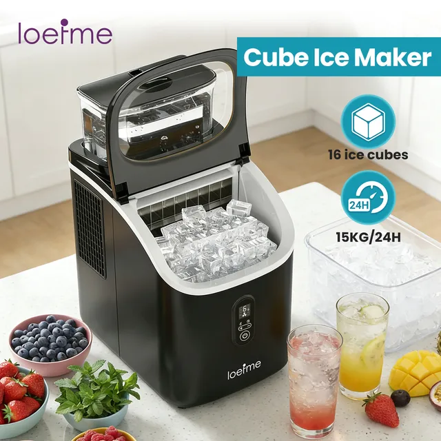 Machine à glaçons portable LOEFME 1,5 L, 15 kg/jour, 16 glaçons avec pelle, machine à glaçons de comptoir pour la maison, la cuisine, le bar, les fêtes, le camping-car 1