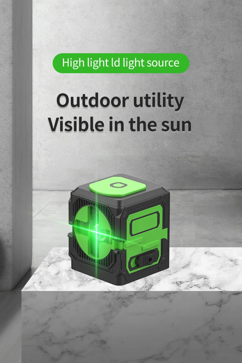 FQT-2 Cross Line Laser DIY Self-Leveling Green Beam Horizontal and Vertical 2 Li