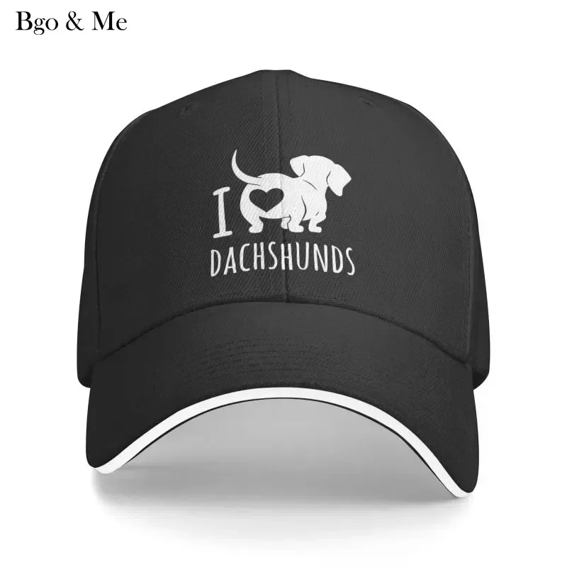 

2023 New Custom I Love Dachshunds Baseball Cap Hip Hop Women Men's Adjustable Badger Sausage Wiener Dog Dad Hat Summer