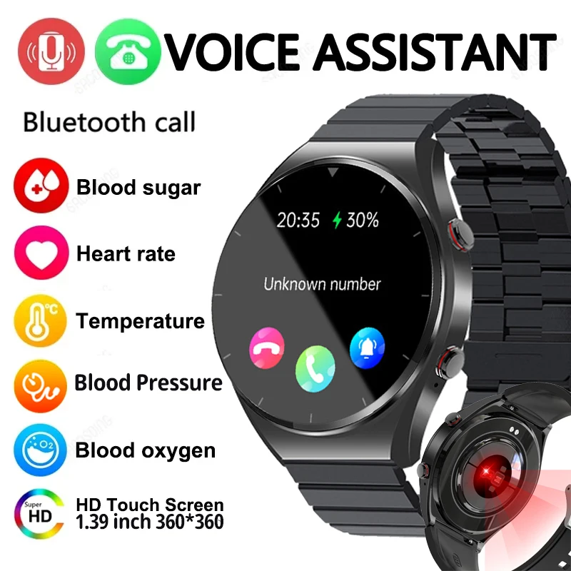

Смарт-часы мужские с поддержкой Bluetooth, датчиком температуры и давления