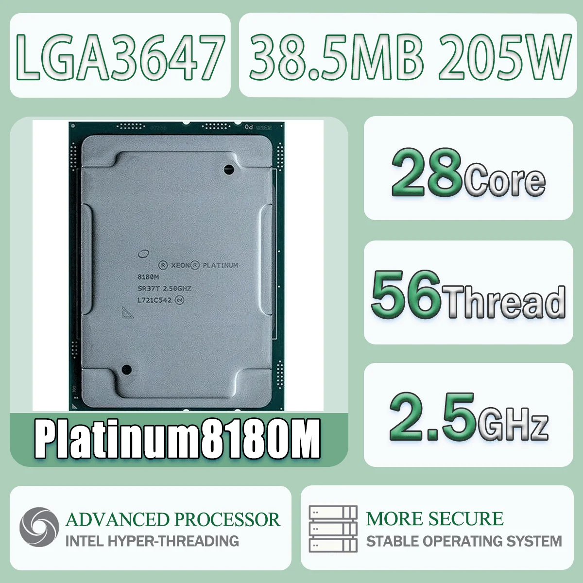 Processeur Intel Xeon Platinum 8180M (SR37T) - 28 Cœurs - 2.50GHz - LGA3647 - 205W