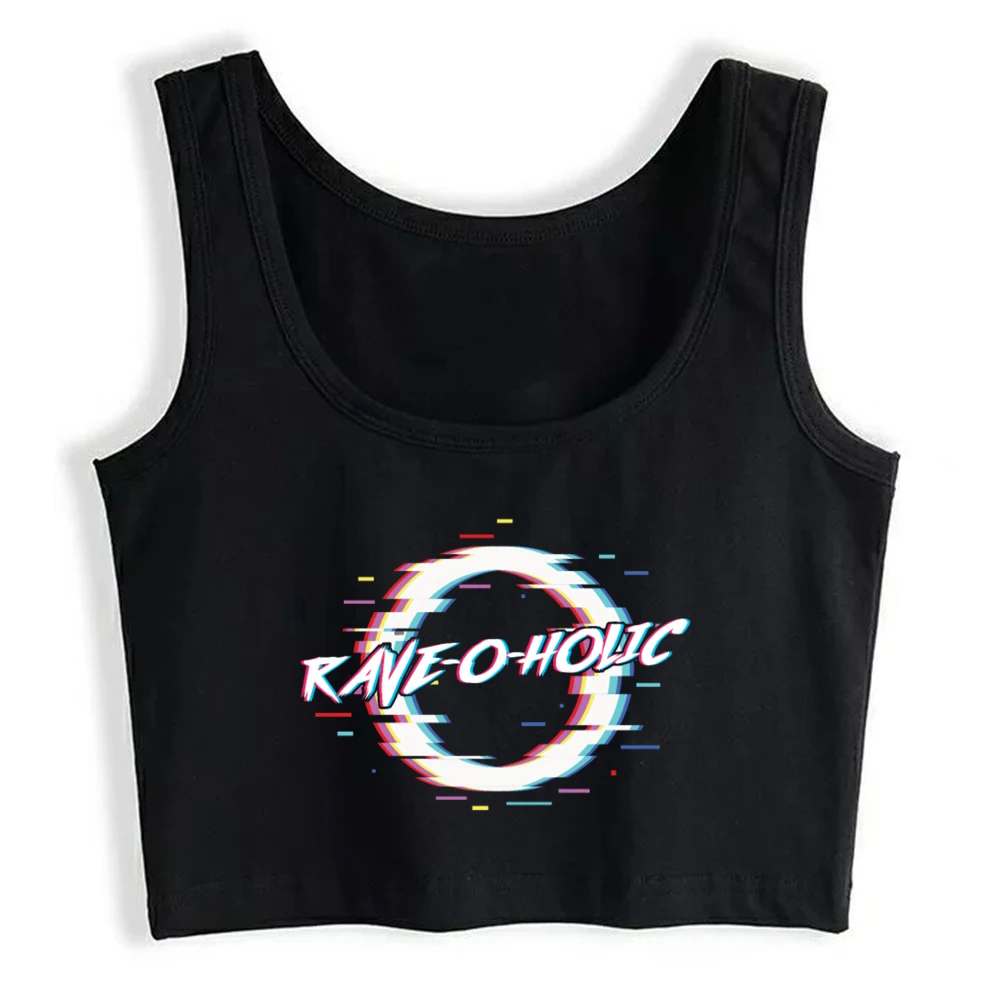 

Steam Design Rave-O-Holic Print Tank Top Women's Fashion Personality Sexy Slim Fit Crop Top Summer Cotton Sports Camisole