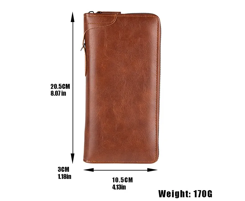 Herren-Langbrieftasche mit Reißverschluss, hochwertige PU-Leder-Geldbörse für Herren, RFID-blockierende Business-Clutch, Kreditkartenetui, Herren-Geldbeutel – Detail 6