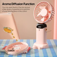 3000mAh Handheld Mini Fan Foldable Portable Neck Hanging Fans 5 Speed USB Rechargeable Fan with Phone Stand and Display Screen 2