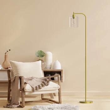 Modern Standing Tall Industrial Arched/Arc Floor Lamp with Glass Shade and 2 Bulbs Included 2
