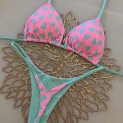 Women's Split Print Bikini Swimwear G-String - S (008)