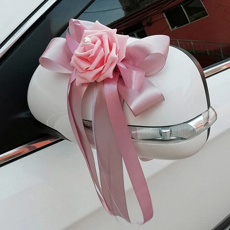 Wedding Car Front Flower Decoration,Artificial SilkFlower Wedding Car Decor  DIY Wedding Car Flower Ribbon Ornament Wedding Supplies for Wedding Car