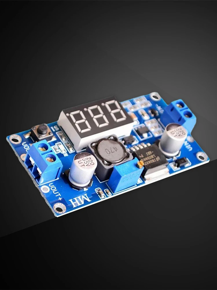 LM2596 DC-DC 벅 조정 가능 레귤레이터 모듈 4.5-40V  1.25-37V DC-DC 스텝다운 전원 공급 장치 모듈(LED 전압계 포함)