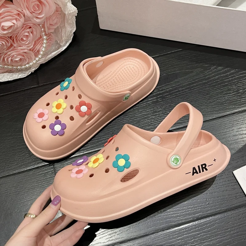

Женские сандалии, женские шлепанцы, новинка 2022, женские тапочки с цветочным узором, повседневная обувь на платформе, женская пляжная обувь