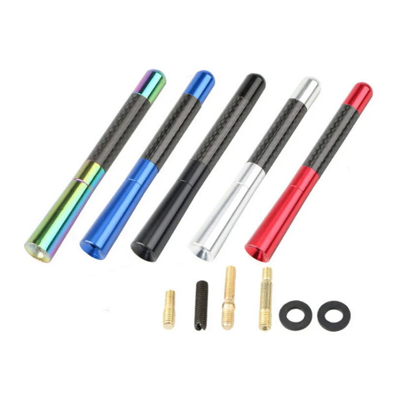 ANTENNA UNIVERSALE MINI 6,5 CM CORTA AM FM COLORE SILVER PER AUTORADIO RADIO DAB