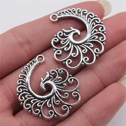 Filigree Spiral Phoenix Antique Silver Metal Jewelry Findings - Set of 4 Decorative Pieces (Antique Silver Color)