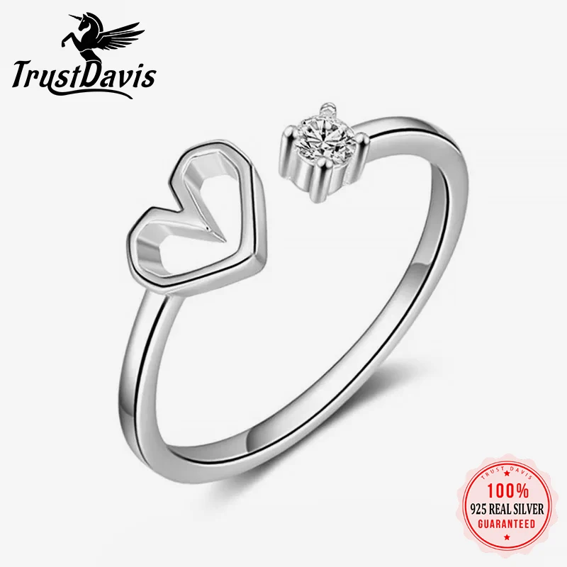 925 Sterling Silver Fashion Women Hollow Heart CZ Rings Size 5 6 7 Gift For Girls Kids Lady's DS1032 silver ring silver rings silver heart ring