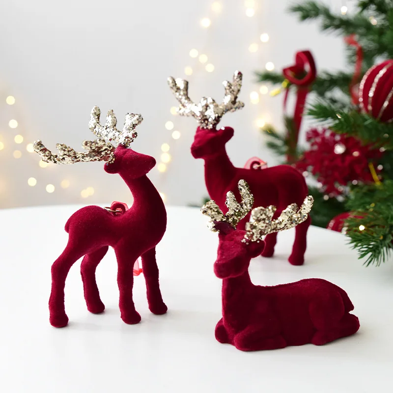Christmas Reindeer Decor Glitter Christmas Deer Family Holiday Decoration Window Display Festive Party Supplies and Gift Idea