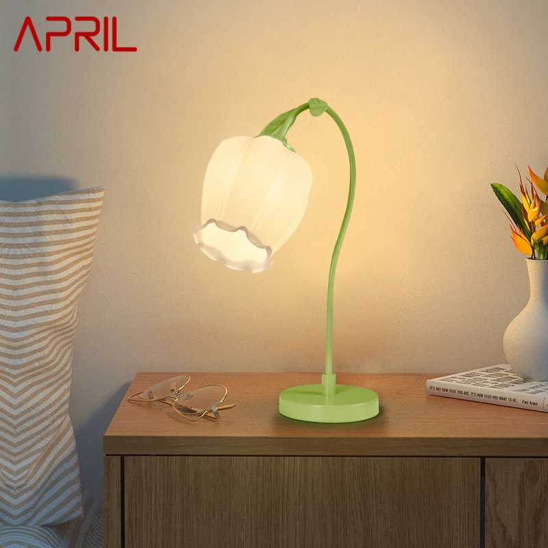 

APRIL Nordic LED Desk Lamp Creative Green Glass Table Lighting Modern Decor For Home Living Room Bedroom Bedside