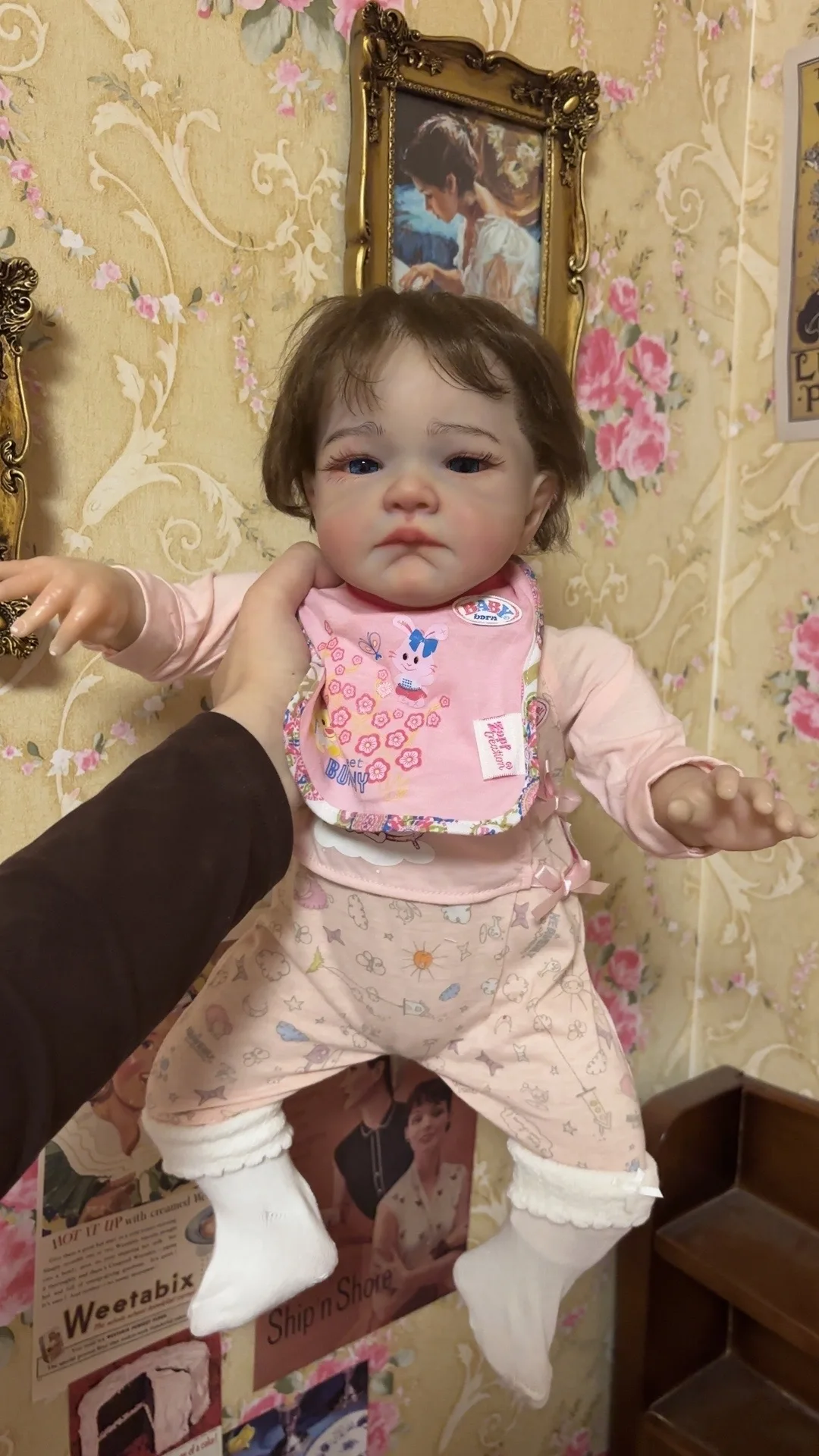 

FBBD 22inch Reborn Baby August Awake With Hand-Rooted Hair Already Finished Doll in cute dress Christmas Gift