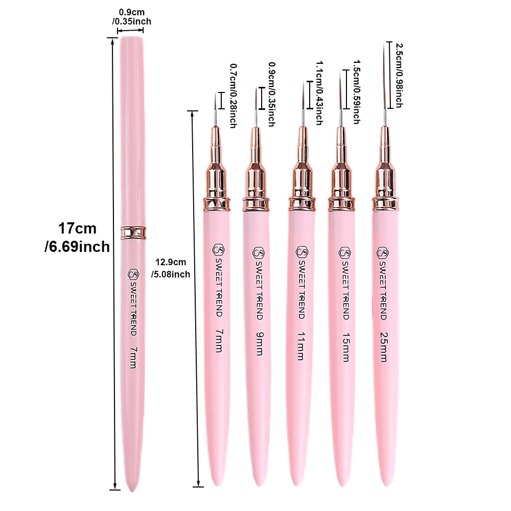 3/5/9pcs Nail Liner Brush Set for Nail Art Painting French Stripe Line Drawing Pen UV Gel Nail Tip Brushes Kits Manicure Tools