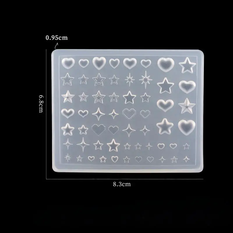 실리콘 네일 몰드 DIY 네일 아트 장식 네일 참 장 투명 매니큐어 템플릿 창의력 3D 하트 스타 펜타그램