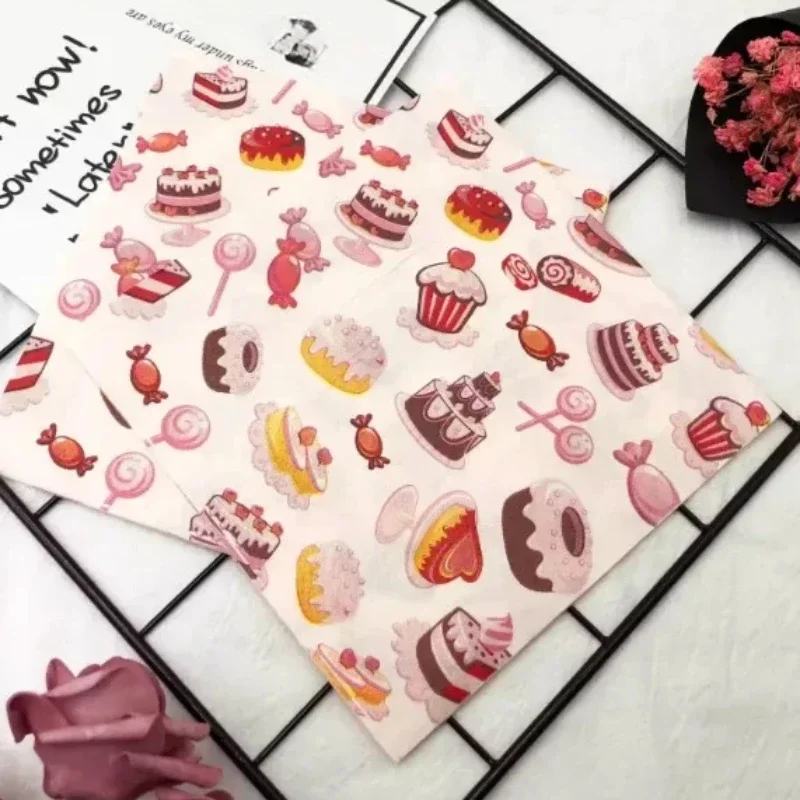 Birthday Cake Colorful Printed Square Paper Napkin Cafe Baking Paper Napkin Party Placemat Decoration 2Ply 33cm 20pcs paper napkins disposable paper placemats