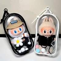 17cm Labubu Protect Case And keyring Labubu Sitting Party Labubu Doll Shoulder Pain Bag PVC Storage Bag Walk Bag Dustproof 1
