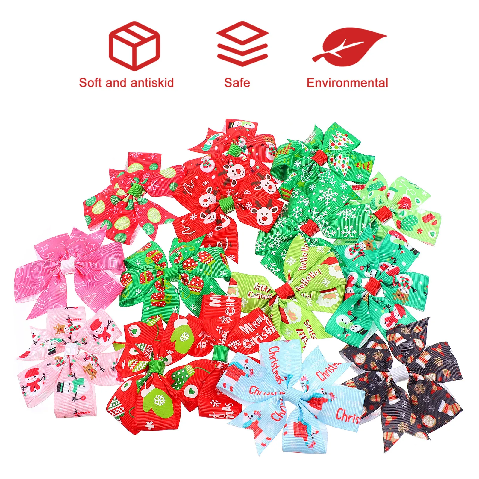 15Pcs Bowknot 머리핀 크리스마스 테마 소녀 헤어 클립 사랑스러운 일상 착용 특별 행사 어린이 머리 장식 크리스마스 헤어 액세서리