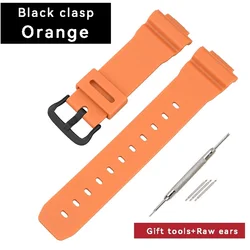 Durable Waterproof Resin Replacement Watch Strap - 16mm (Orange-Black Buckle)