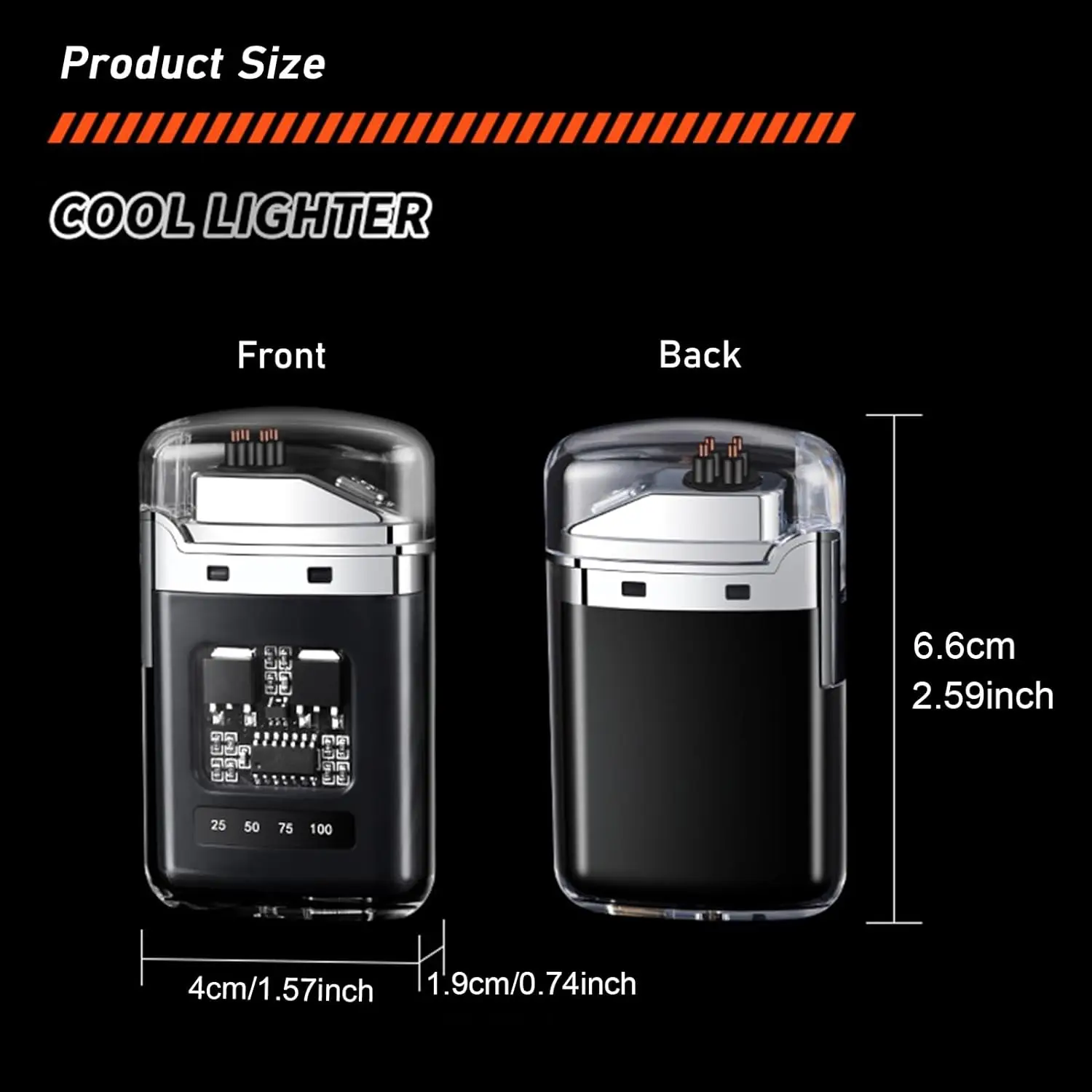 Smart Electronic Lighter Type C Rechargeable Cycle Charging Dual Arc Ignition Windproof Flameless Plasma with Power Indicator Electric Arc Igniter