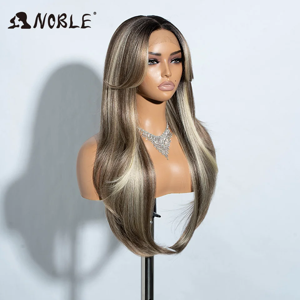 Noble Synthetic Lace Front Wig 26" Straight Ombre lace Cosplay Wig  Lace Part Wig Blonde Wigs For Women Wig synthetic Lace Wig