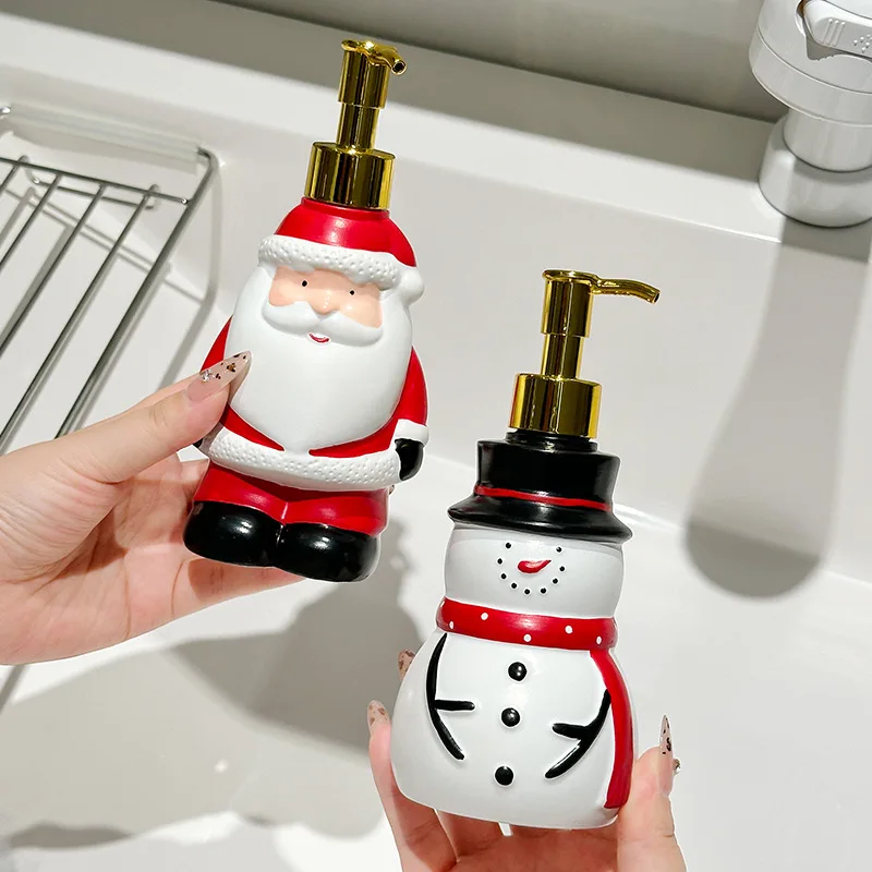 Santa Claus Soap Dispenser Bottle - 300ml Refillable Liquid Container for Bathroom/Kitchen, Decorative  Hand  Wash  &