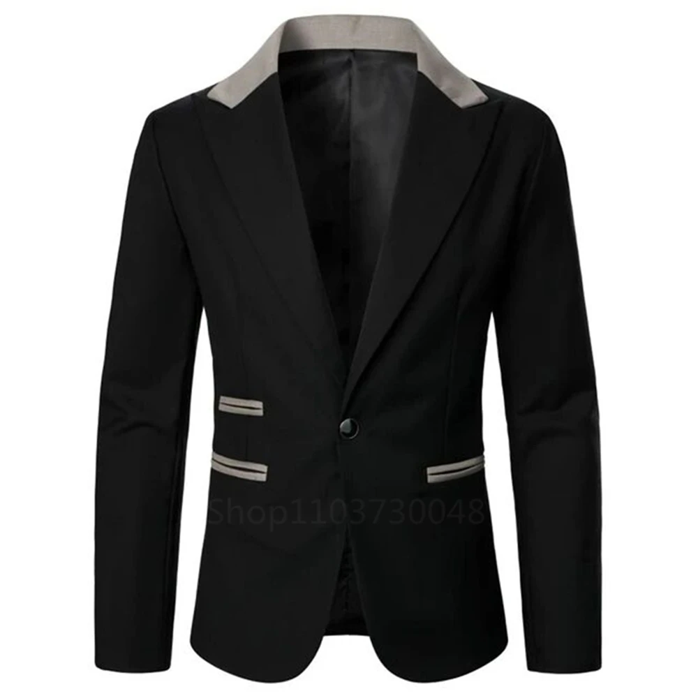 High Quality Black Blazer Men Fashion Jacket Wedding Casual Business Elite Gathering Best Man Suit Jacket One Button Coat