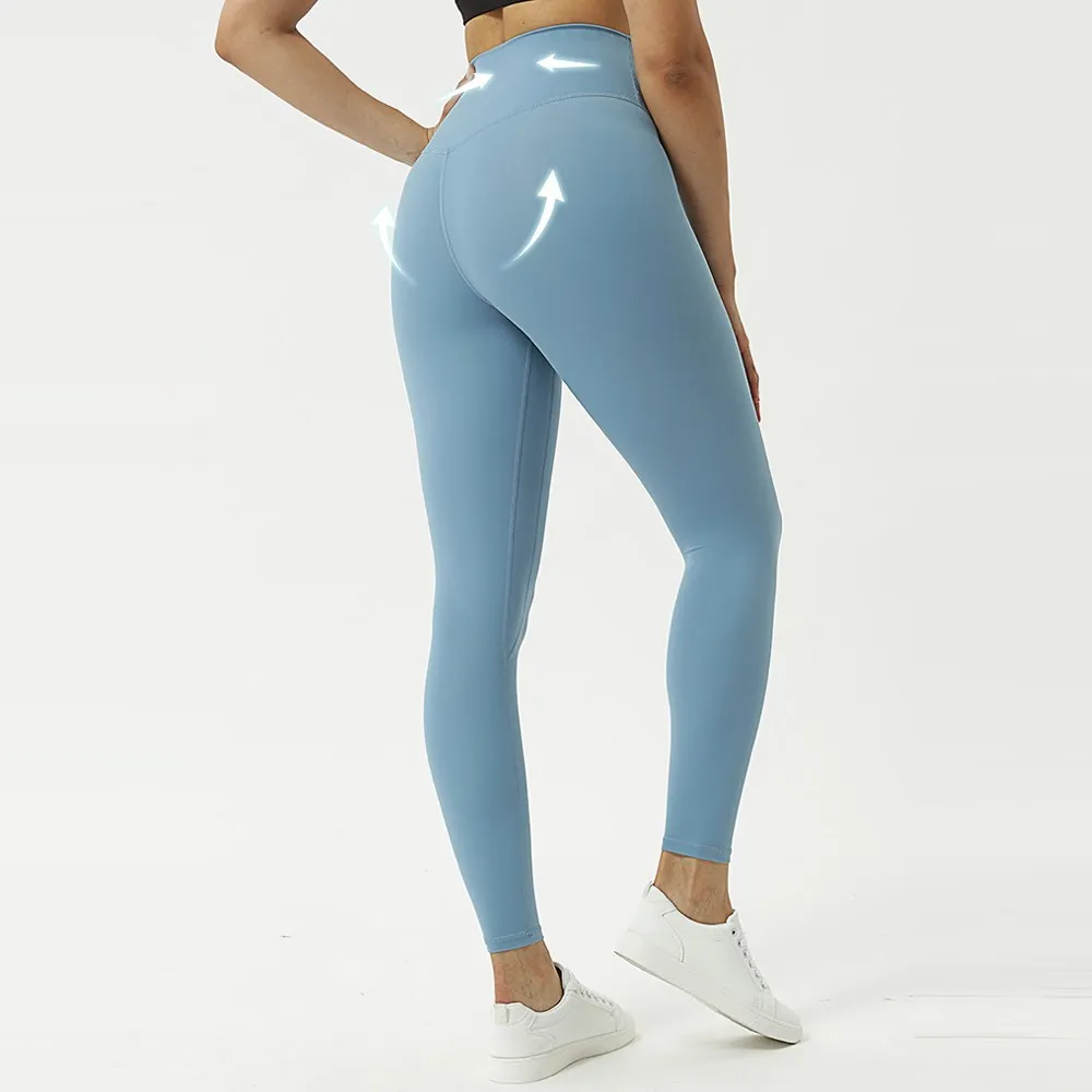 Women Pilates Yoga Leggings Soild Color High Waist Elastic Outdoor Sports Pants Skateboarding Fitness Running Girl Tights