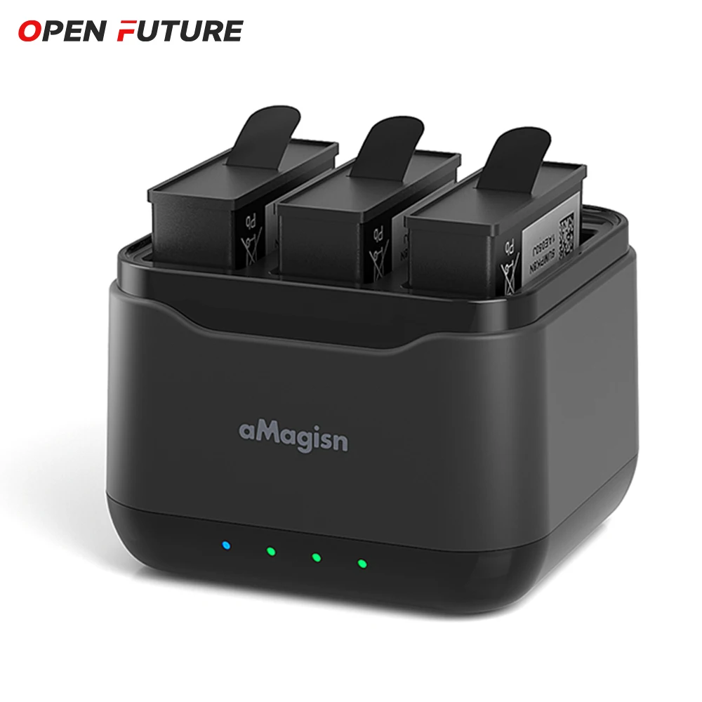 3-ways Charging Hub For DJI Action 4 Battery Charger Fast Charging Stand Holder Case For DJI Action 3 Sports Camera Accessories