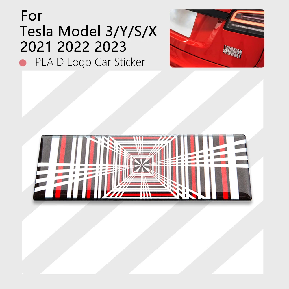 Für Tesla Model 3 Y S X Plaid Logo Auto Aufkleber 2023 2022 Aufkleber  Schwanz Tag Gitter Auto Metall Brief Aufkleber Zubehör