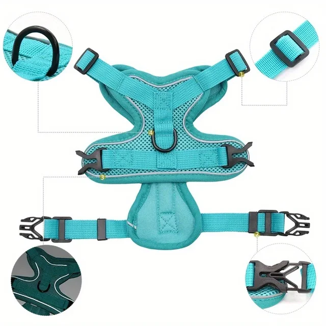 No Pull Dog Harness and Leash Set Adjustable Pet Harness Vest for Small Dogs Cats Reflective Dog Chest Strap Lead Walking 3