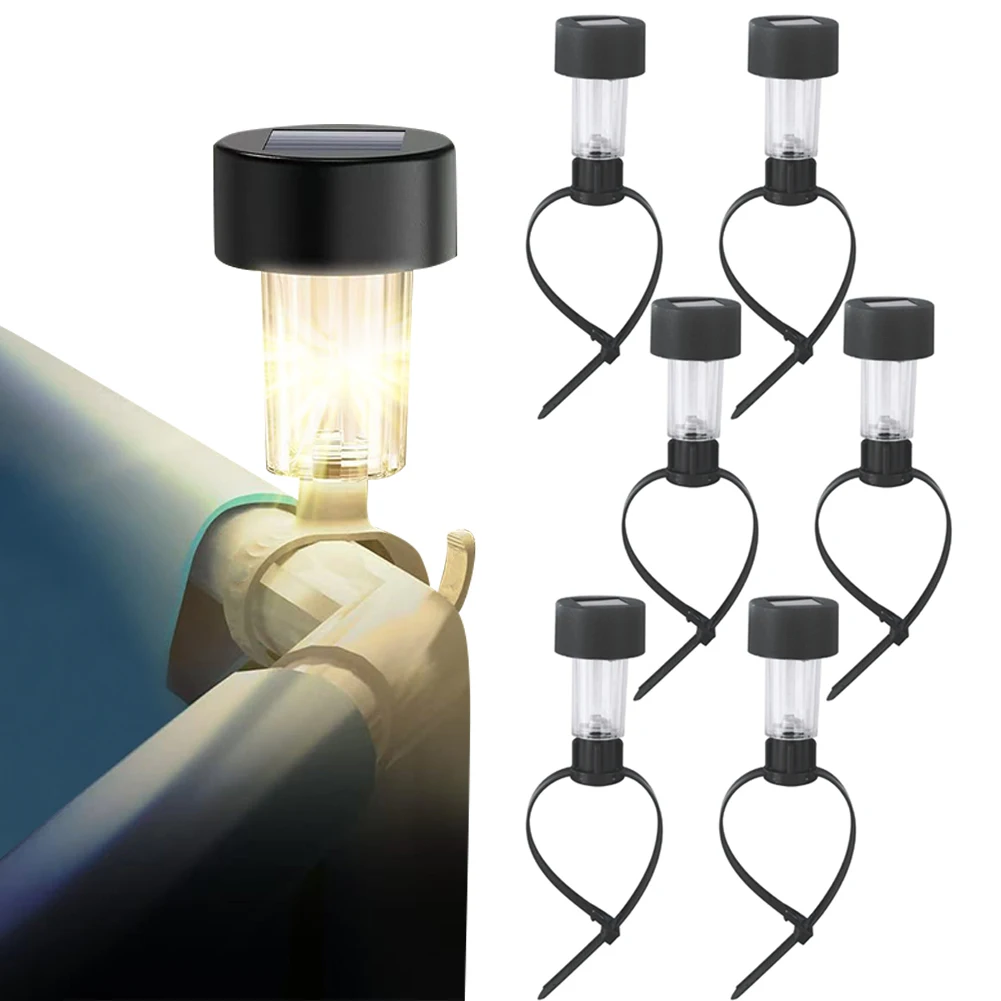 Description Picture 4 of item6 Pack Solar Lights Outdoor Fence Decor Solar Pool Lights Warm Light Outdoor Pool Fence Decor Lamp for Framed Above Ground Pools