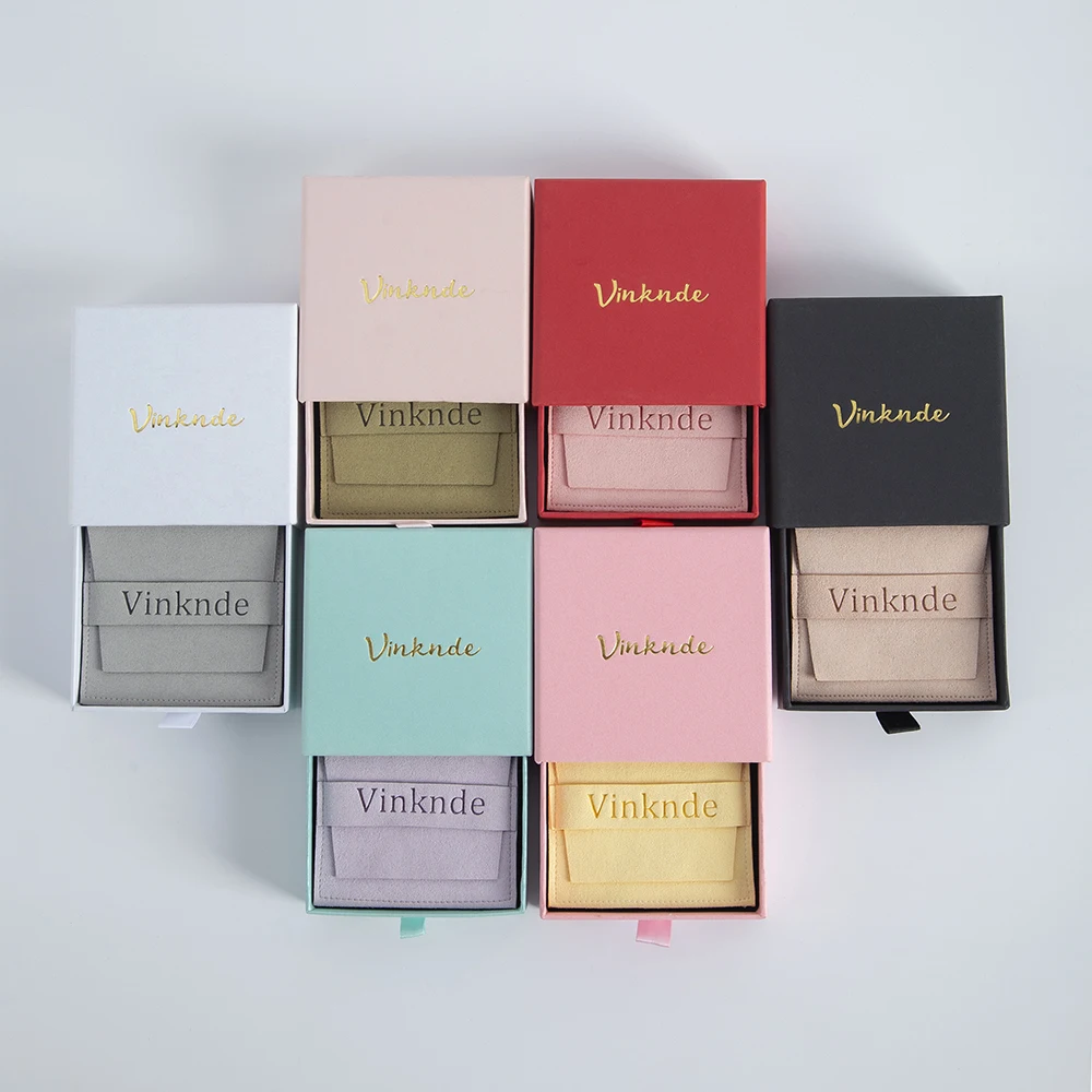 24er-Set 7x9x3cm Schmuckschubladenboxen mit individuellem Logo und Beutel, Schmuckverpackungen für Ringe und Ohrringe, Großpackung Kartons – Detail 11