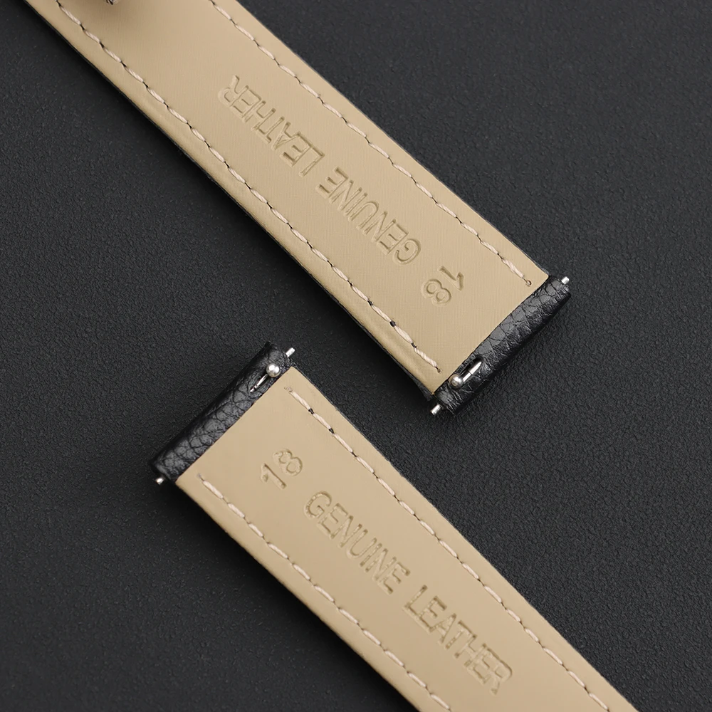 Genuine Leather Lychee Textured Watch Strap