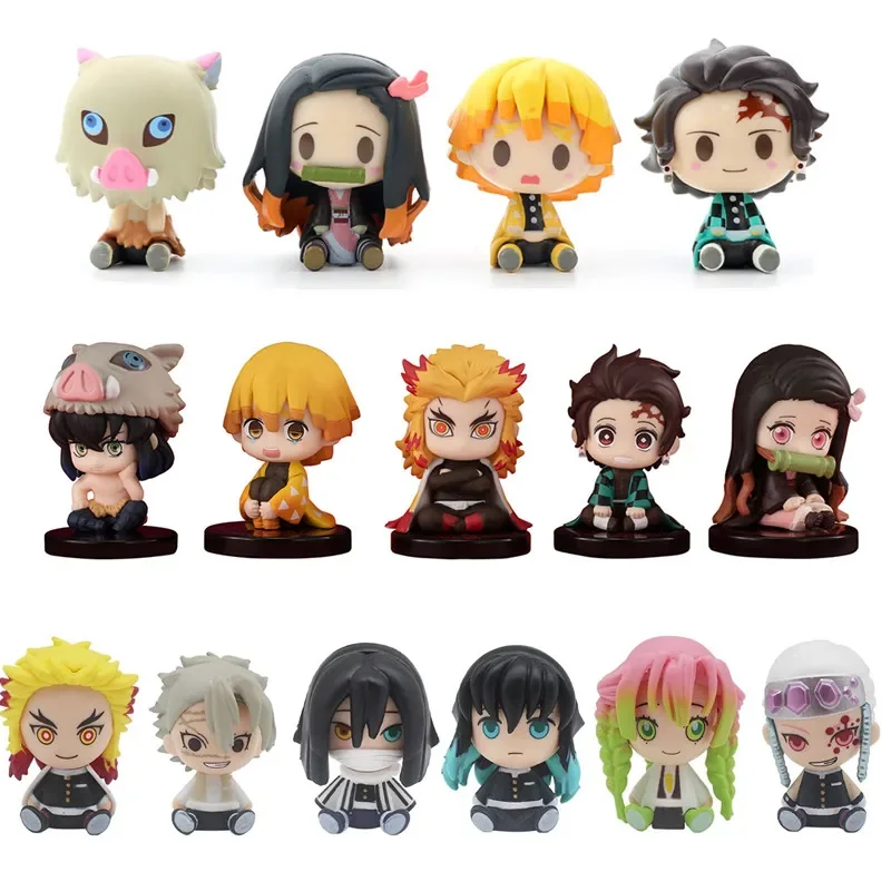 

4-5cm Demon Slayer figure Tanjiro Nezuko figurine Inosuke Zenizu Action Figure Q Ver. Sitting kimetsu no yaiba figures Model Toy