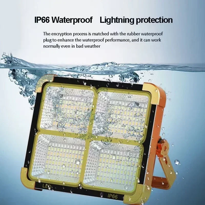 Description Picture 4 of itemNew Rechargeable Solar Flood Light Outdoor Portable LED Reflector Spotlight Rechargeable Projector Floodlight Construction Lamp