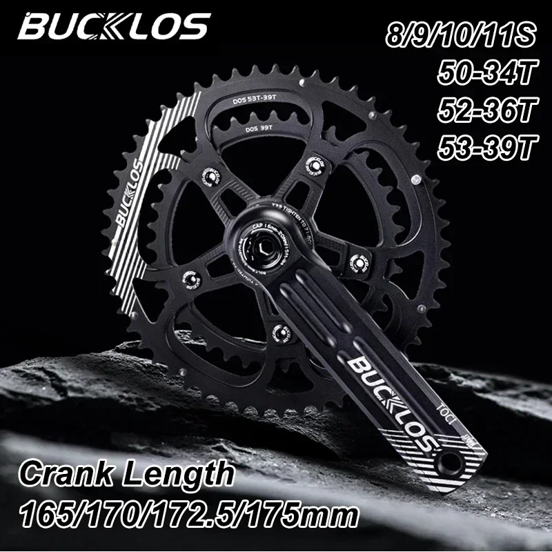 

BUCKLOS 110BCD Fit GXP Gravel Bicycle Crankset with Converter Road Bike Crank Set 50-34T 52-36T 53-39T Chainring 170mm Crank