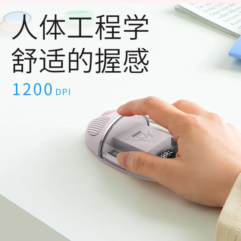 Echome-mouse Transparente sem Fio para Menina Retroiluminação Rgb Recarregável Portátil Mini Acessórios para Laptop Computador Ipad - Imagem 3
