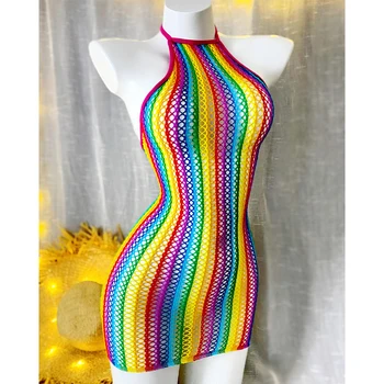 1PC Sexy Women Fishnet Cover Up Without Bikini Hollow Out Bodycon Dress See Through Beachwear Summer Women's Swimwear CT010 1