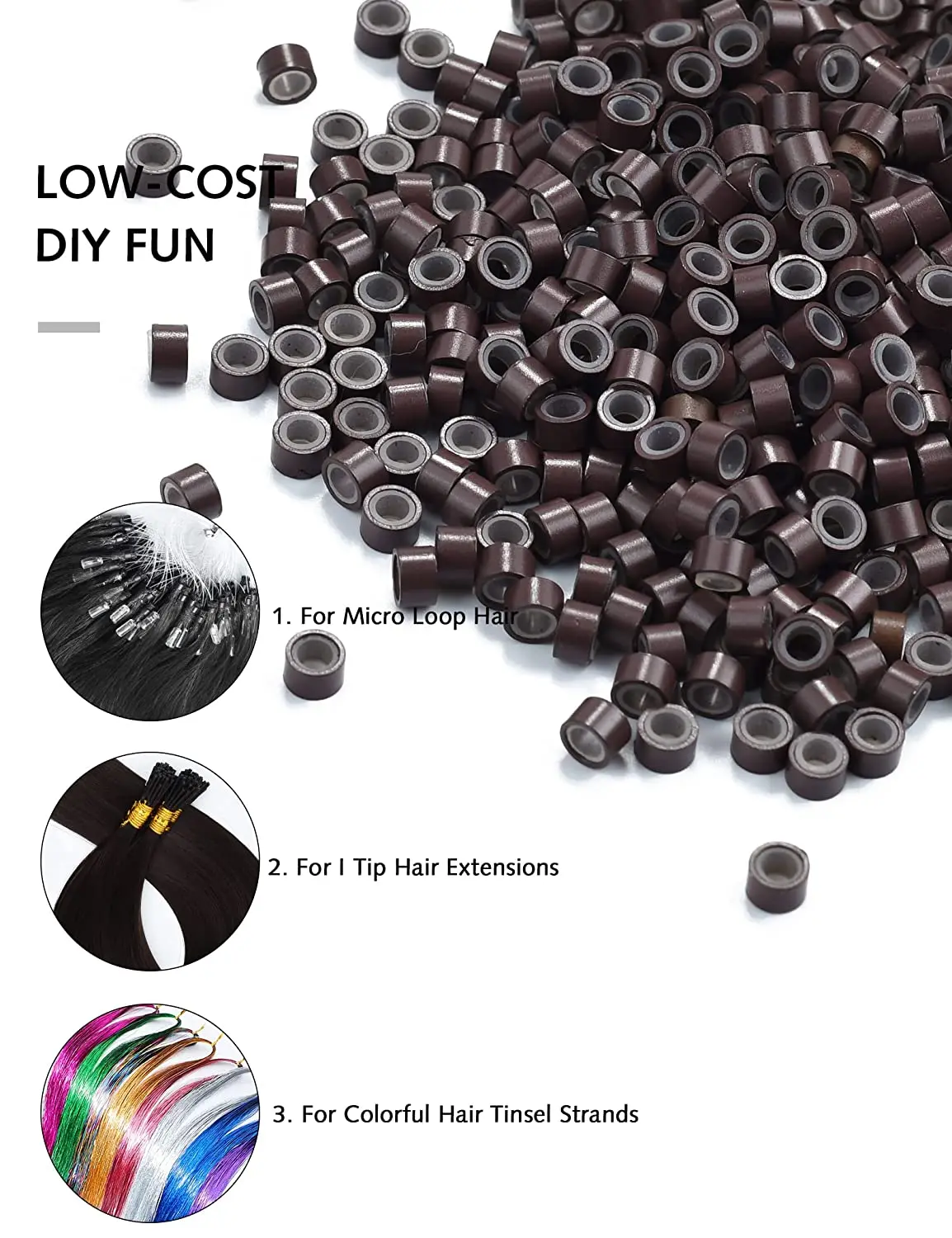 500 Stuks 5.0*3.0*3.0Mm Micro Siliconen Gevoerde Ringen/Schakels/Kralen Micro Ring Link Crimp Kralen Hair Extensions Toolsal